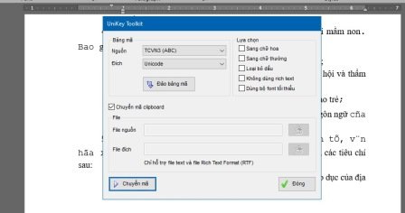 Ctr + Shift + F6 xuất hiện Unikey toolkit